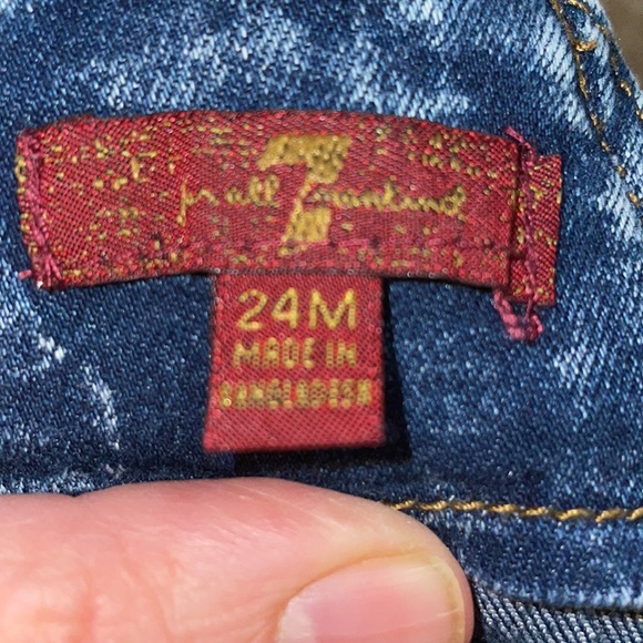 7 for all mankind baby acid wash overall shorts - Picture 5 of 9